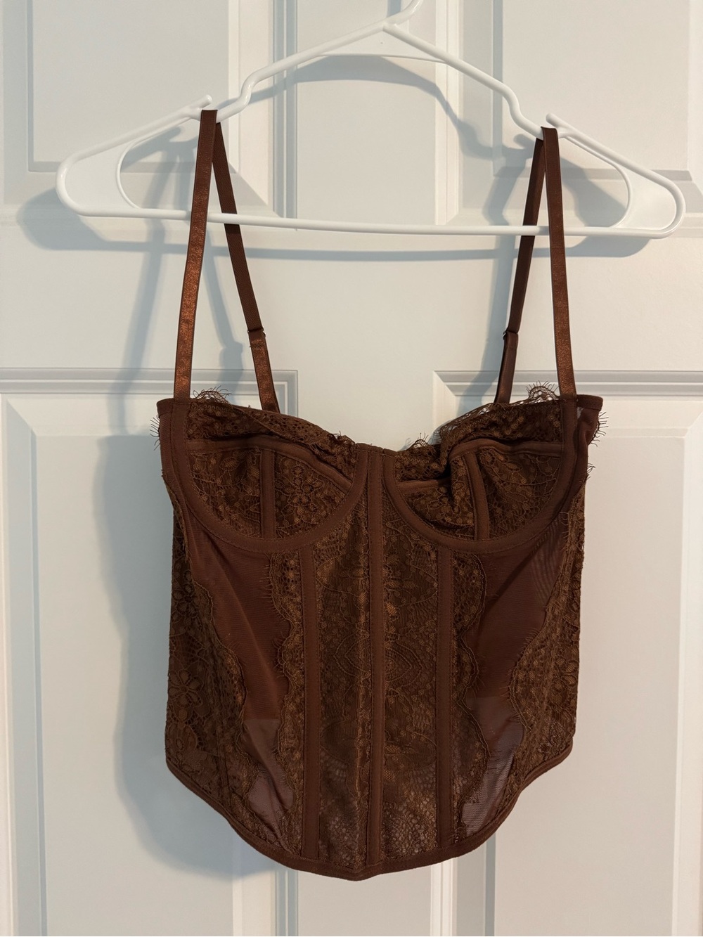 Brown Lace Corset Top - Women's